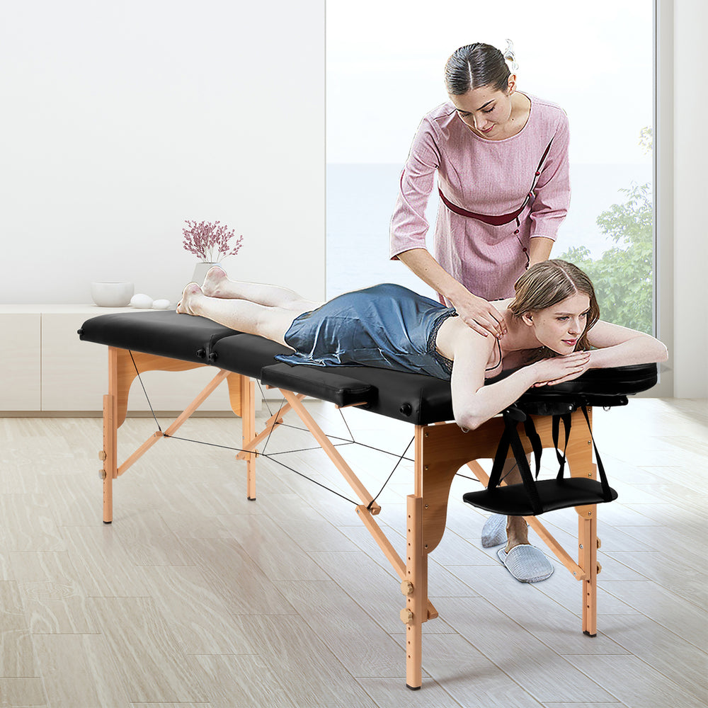 84''L Portable Massage Table Adjustable Facial Spa Bed Tattoo w/ Carry Case White\Black\Pink\Red Image 2