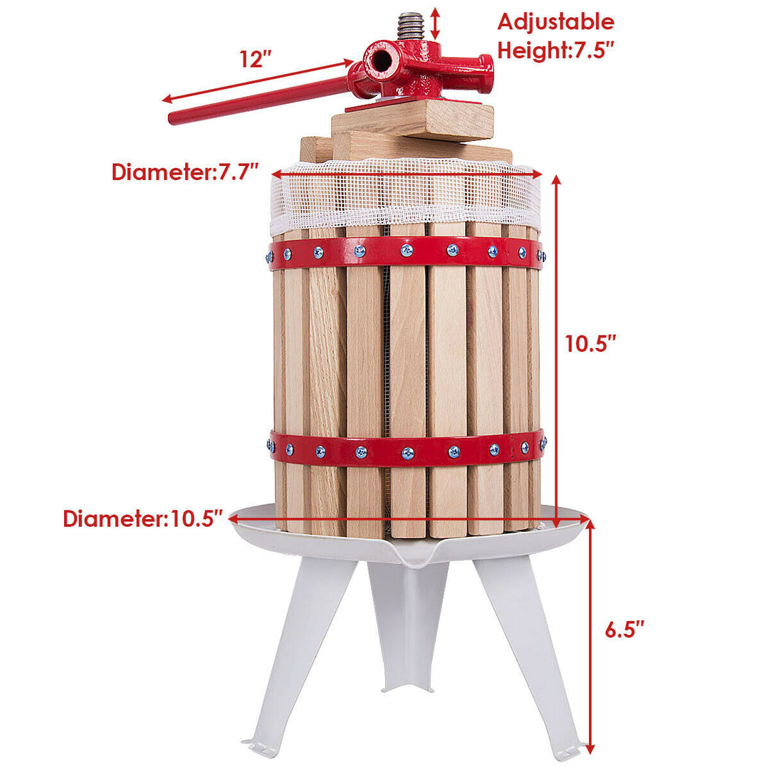 1.6 Gallon Fruit Wine Press Cider Apple Grape Crusher Juice Maker Tool Wood Image 3