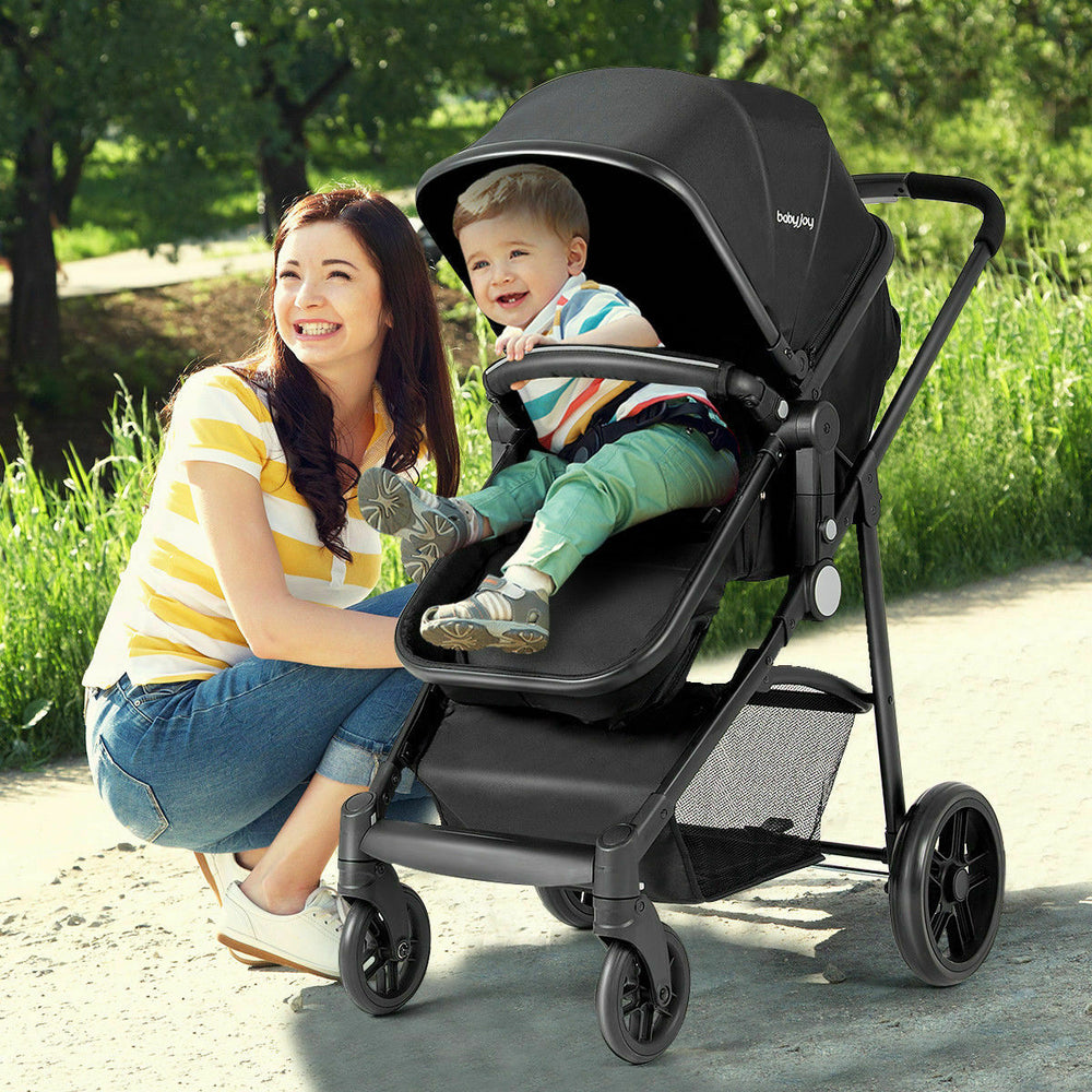 2 In1 Foldable Baby Stroller Kids Travel Newborn Infant Buggy Pushchair Black Image 2