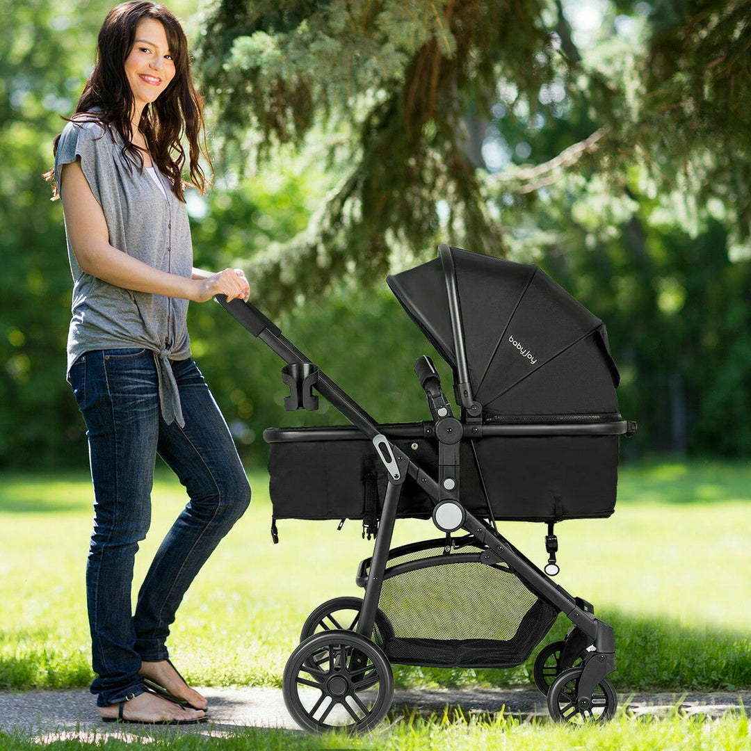 2 In1 Foldable Baby Stroller Kids Travel Newborn Infant Buggy Pushchair Black Image 3