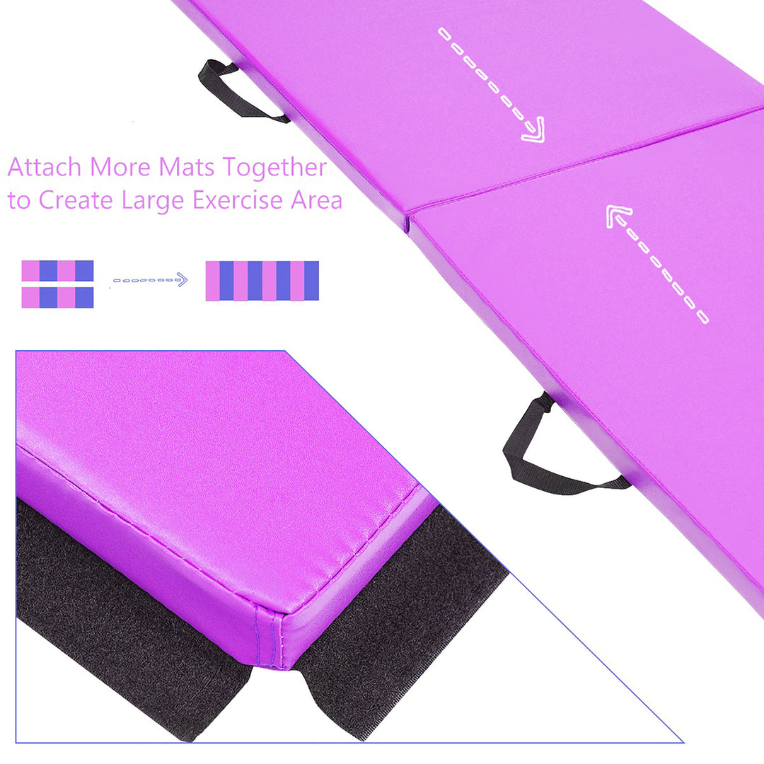 6x2 x 1.6"Gymnastics Yoga Mat Thick Two Folding Panel Purple Portable Image 3