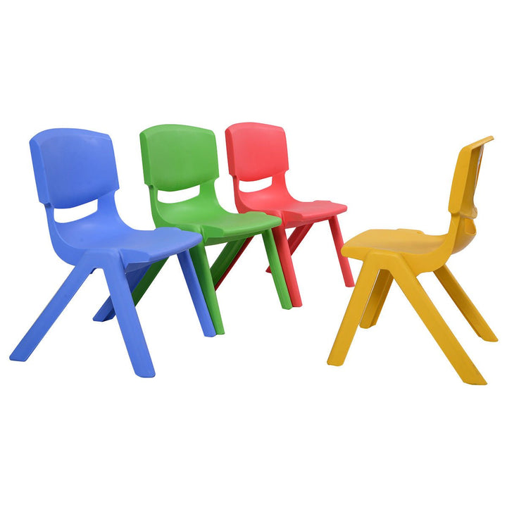 Set of 4 Kids Plastic Chairs Stackable Play and Learn Furniture Colorful Image 4