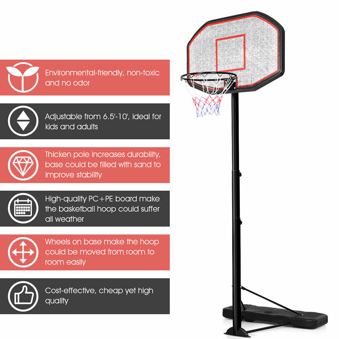 10ft 43 Backboard In/outdoor Adjustable Height Basketball Hoop System Image 4