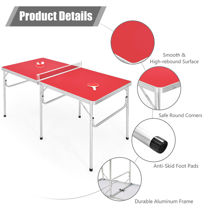 60 Portable Table Tennis Ping Pong Folding Table w/Accessories Indoor Game Image 2