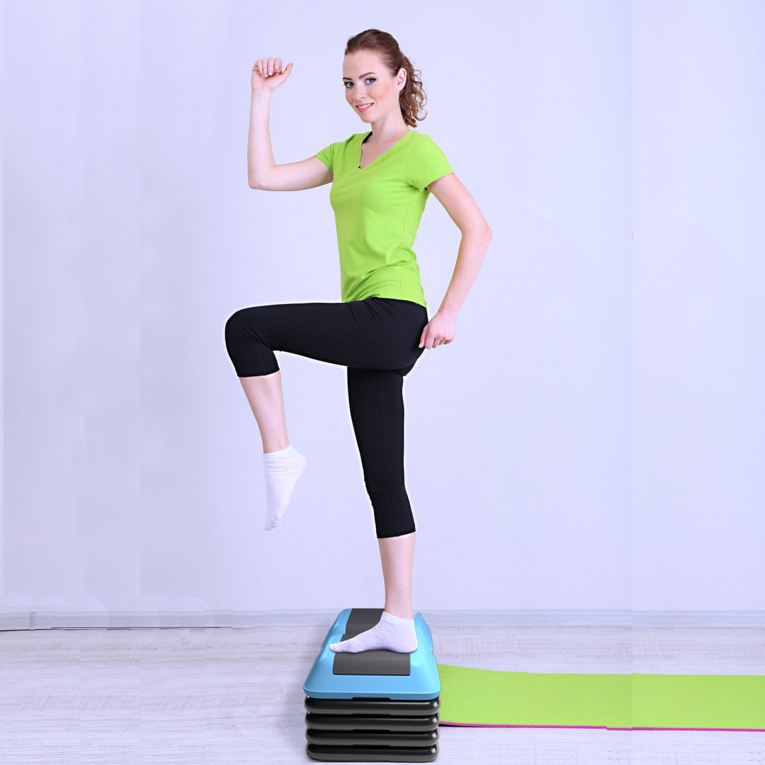 16Aerobic Step System 4 Risers Fitness Exercise Stepper Platform Cardio Workout Image 4