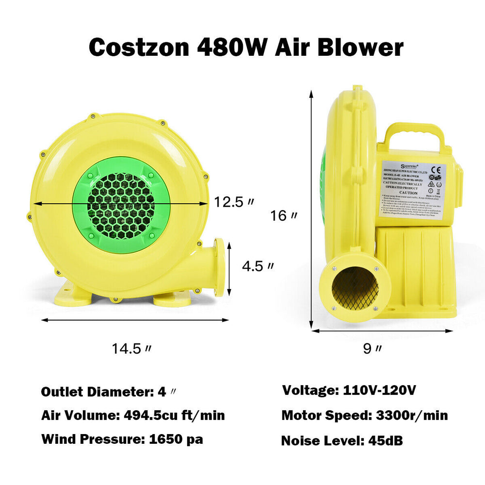 Air Blower Pump Fan 480 Watt 0.6HP For Inflatable Bounce House Bouncy Castle Image 2