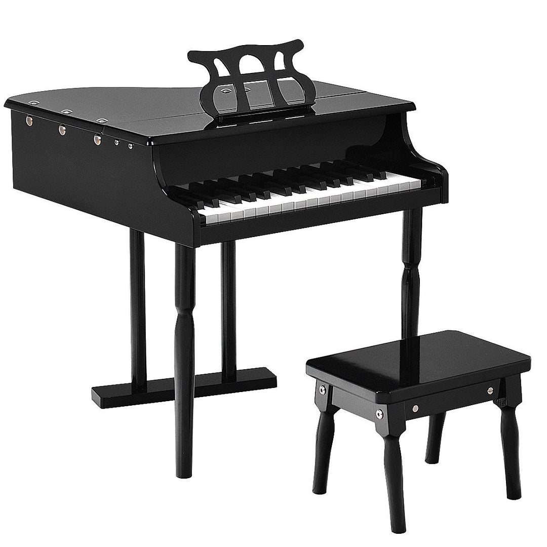 Childs 30 key Toy Grand Baby Piano w/ Kids Bench Wood Black Image 2