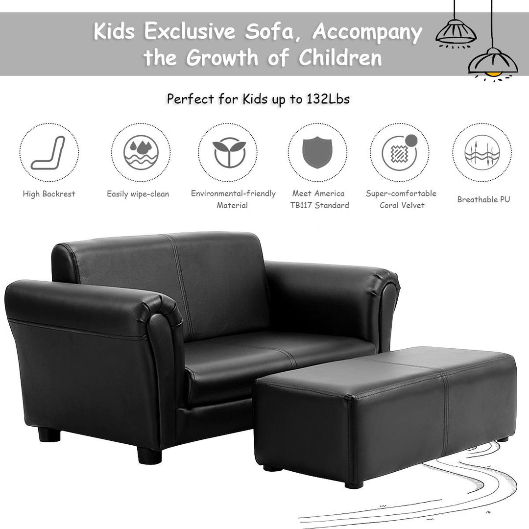 Kids Sofa Armrest Chair Couch Lounge in Black Image 4