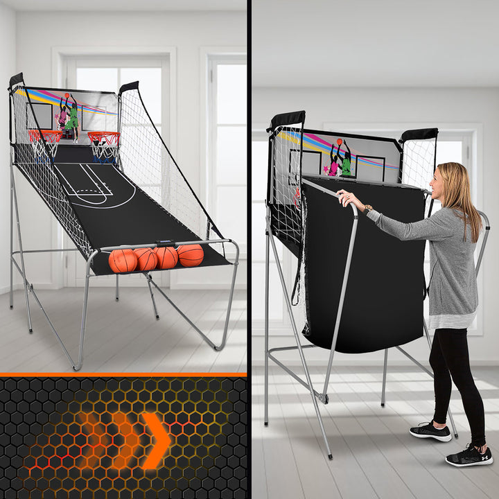 Indoor Basketball Arcade Game Double Electronic Hoops shot 2 Player W/ 4 Balls Image 3