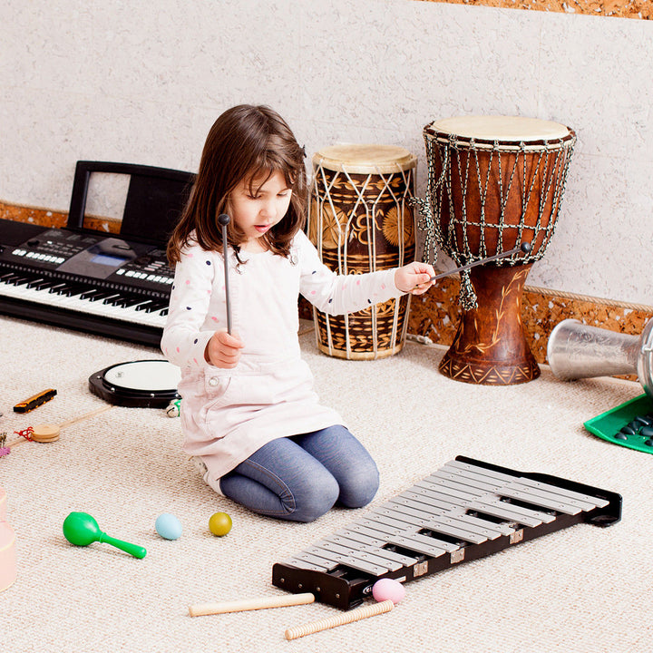 Percussion Glockenspiel Bell Kit 30 Notes w/ Practice Pad +Mallets+Sticks+Stand Image 2