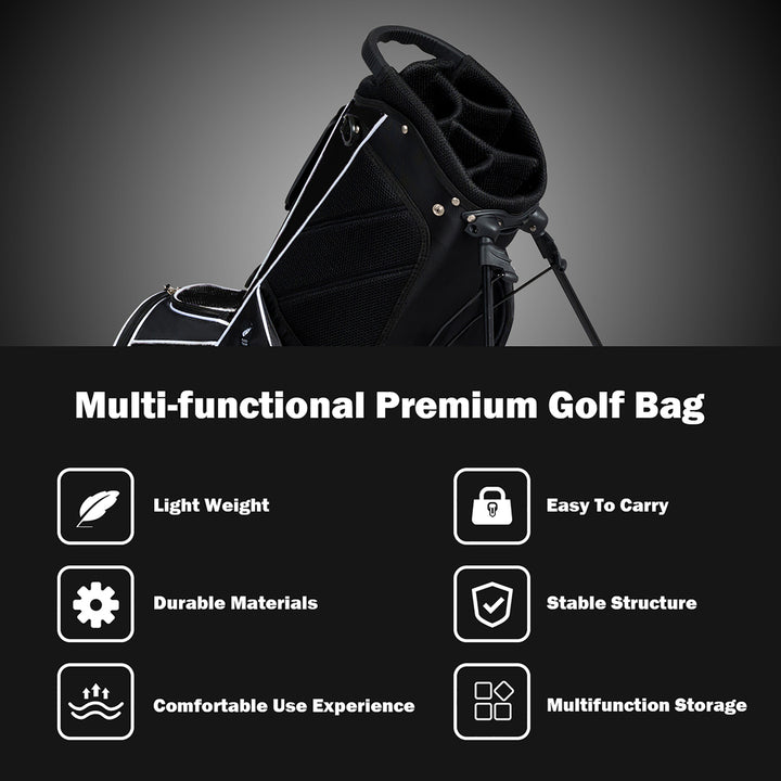 Golf Stand Cart Bag Club w/6 Way Divider Carry Organizer Pockets Storage Black Image 4