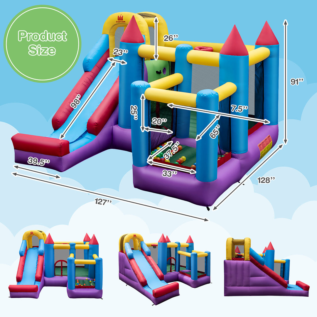 Mighty Inflatable Bounce House Castle Jumper Moonwalk Bouncer Without Blower Image 3