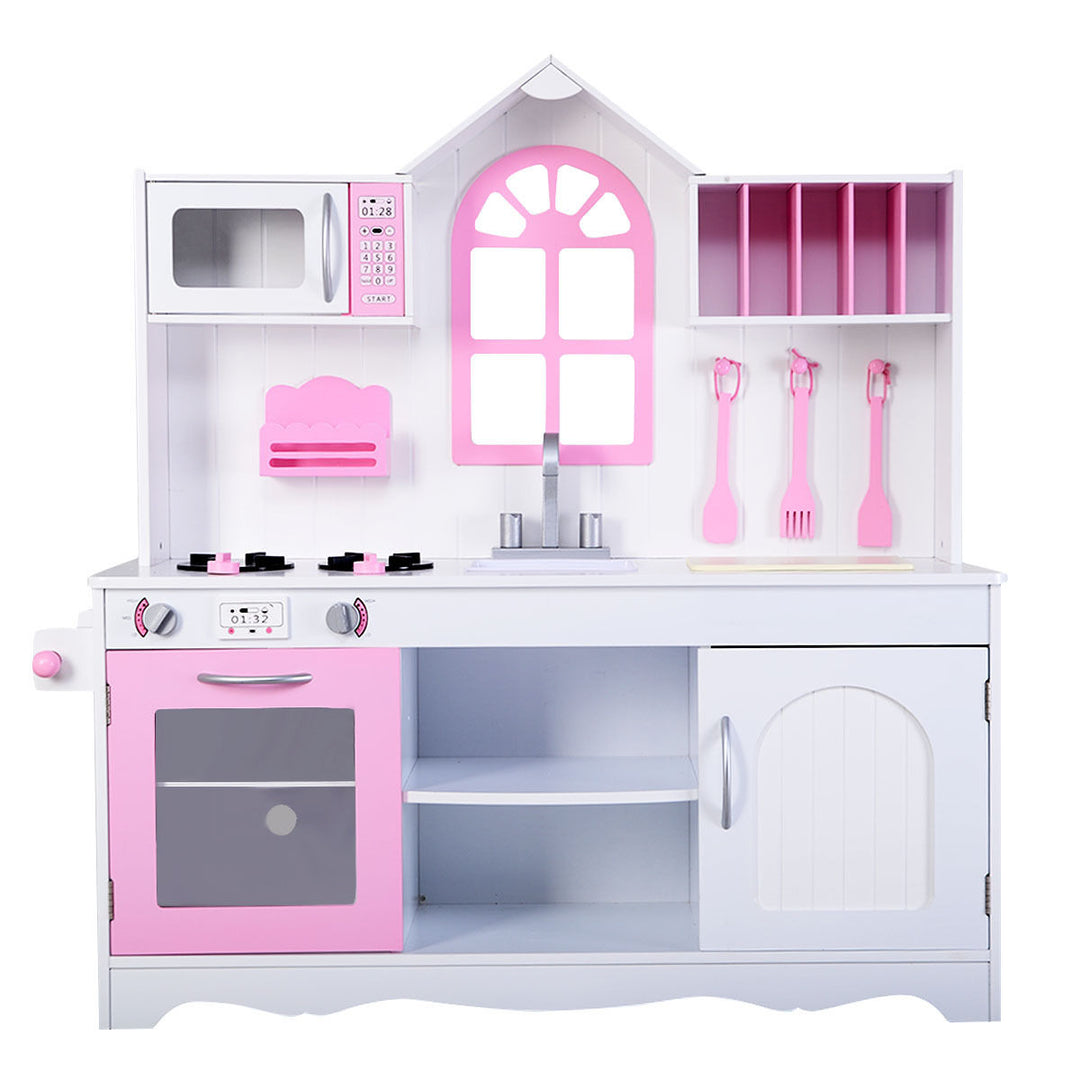 Kids Wood Kitchen Toy Cooking Pretend Play Set Toddler Wooden Playset Image 2