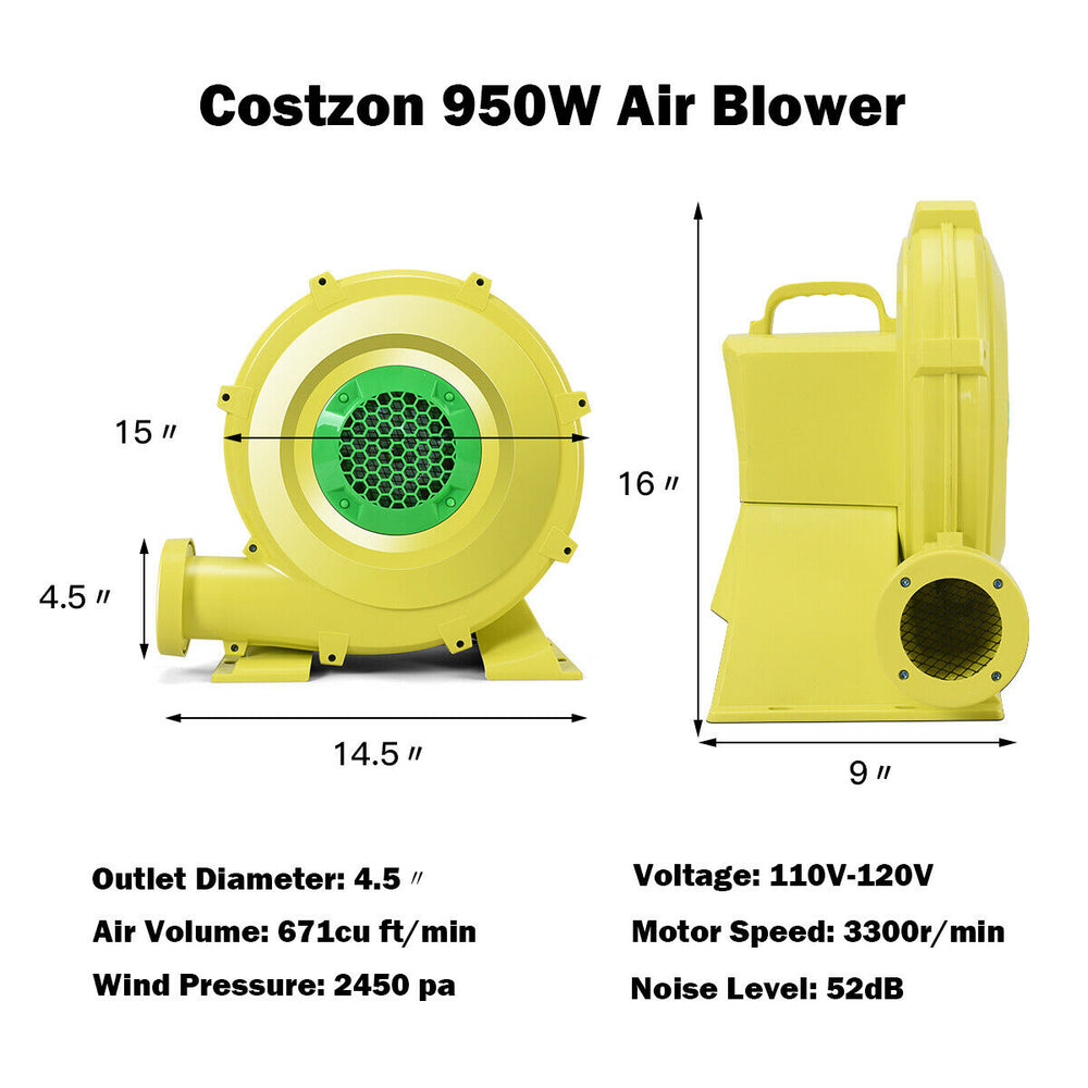 Air Blower Pump Fan 950 Watt 1.25HP For Inflatable Bounce House Bouncy Castle Image 2
