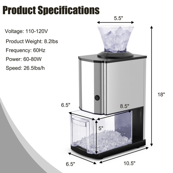 Electric Stainless Steel Ice Crusher Machine Professional Tabletop Image 3