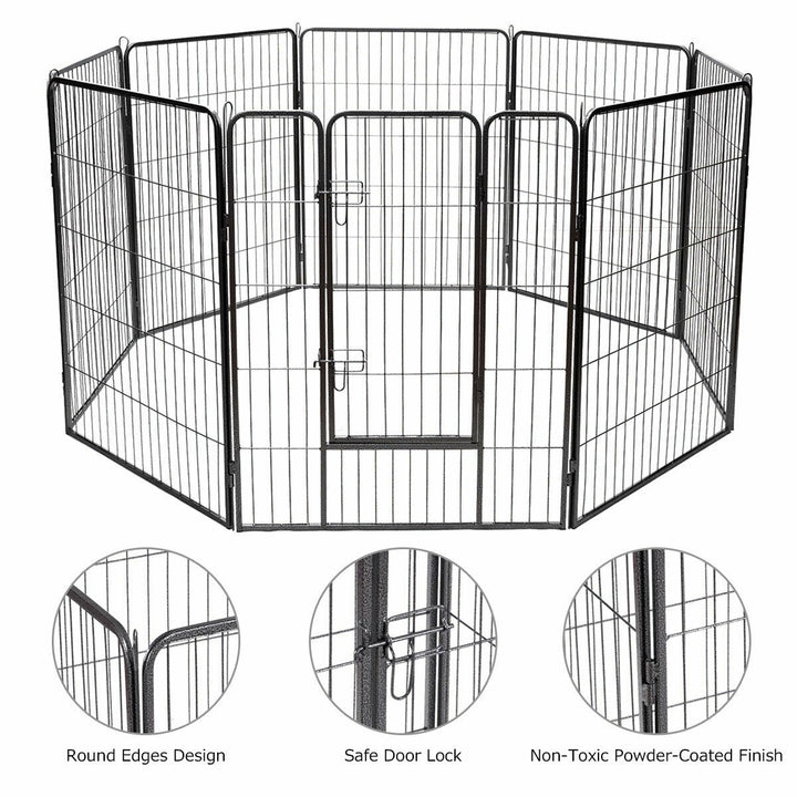 40" 8 Panel Pet Puppy Dog Playpen Door Exercise Kennel Fence Metal Image 3