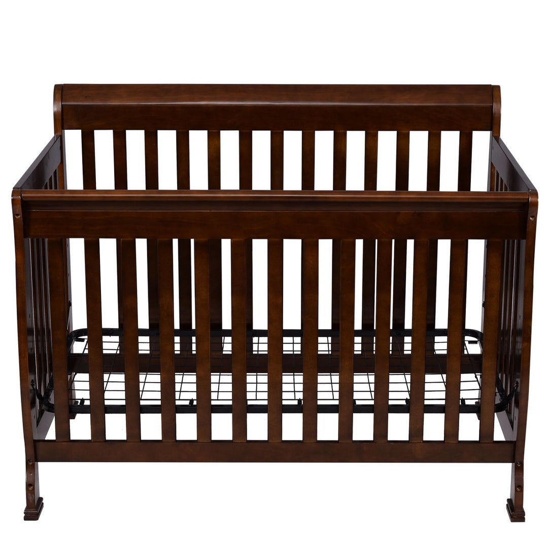 Coffee Pine Wood Baby Toddler Bed Convertible Crib Nursery Furniture Children Image 3