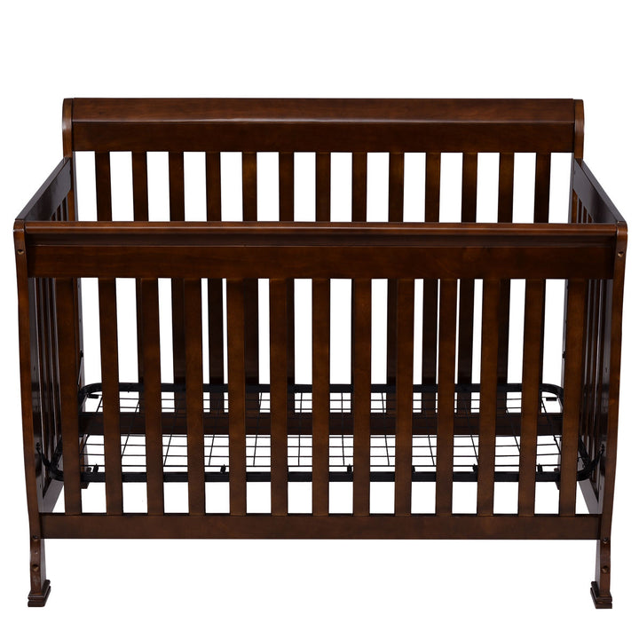 Coffee Pine Wood Baby Toddler Bed Convertible Crib Nursery Furniture Children Image 3