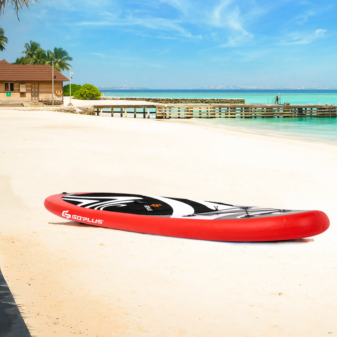 11 Inflatable Stand Up Paddle Board Surfboard W/Bag Aluminum Paddle Pump Red Image 4