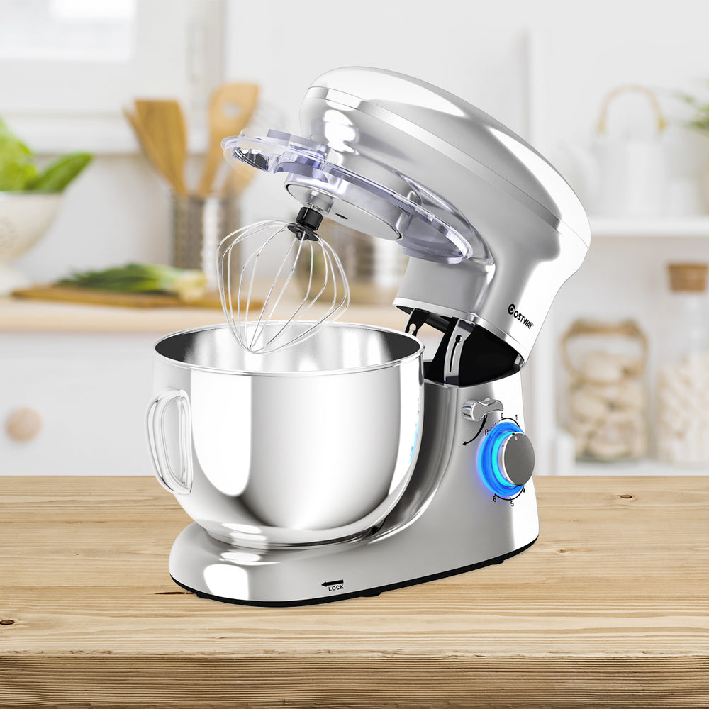 6.3 Quart Tilt-Head Food Stand Mixer 6 Speed 660W w/Dough HookWhisk Silver Image 2