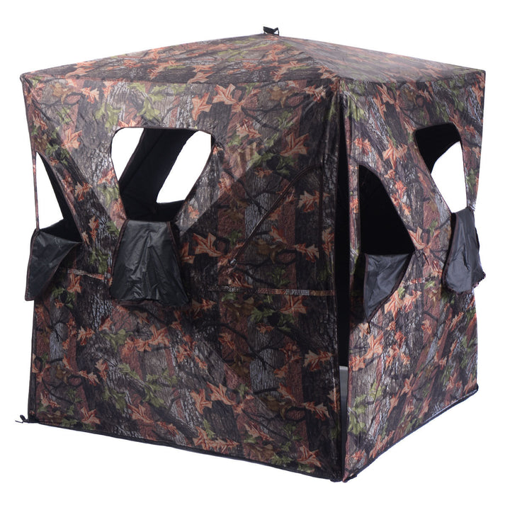 Ground Hunting Blind Portable Deer Pop Up Camo Hunter Weather Proof Mesh Window Image 2