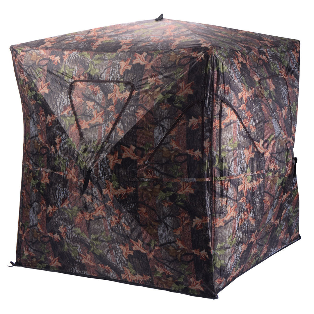 Ground Hunting Blind Portable Deer Pop Up Camo Hunter Weather Proof Mesh Window Image 3