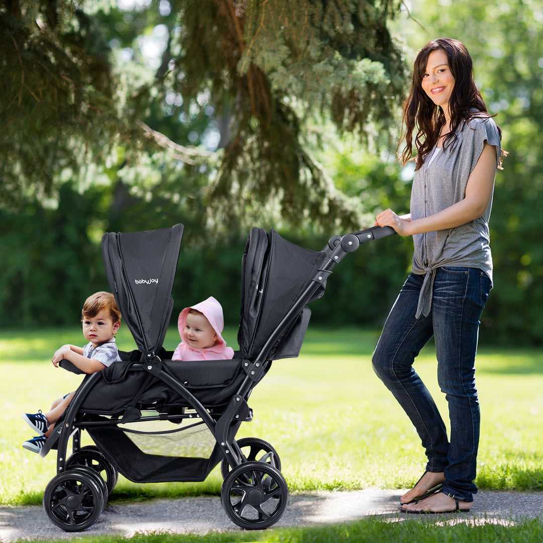 Foldable Twin Baby Double Stroller Lightweight Travel Stroller Infant Pushchair Image 3