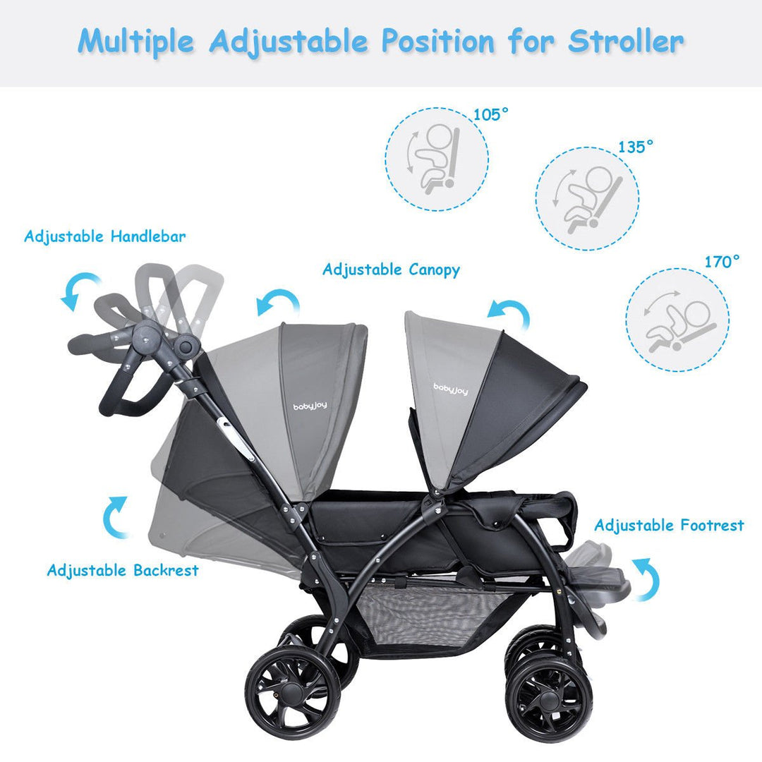 Foldable Twin Baby Double Stroller Lightweight Travel Stroller Infant Pushchair Image 4