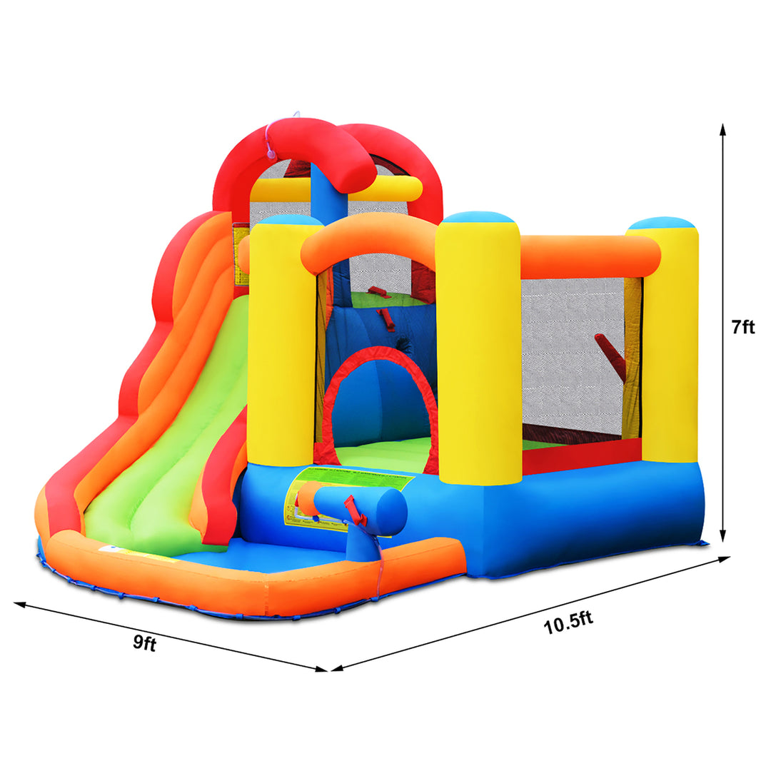 Inflatable Bounce House Water Slide w/ Climbing Wall Splash Pool Water Cannon Image 2