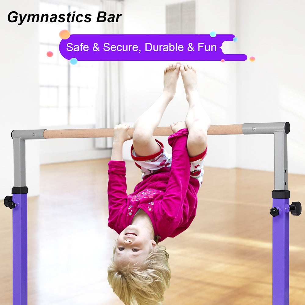 Gymnastic Steel Horizontal Training Bar Junior Home Practice 3-5 Adjustable Image 2