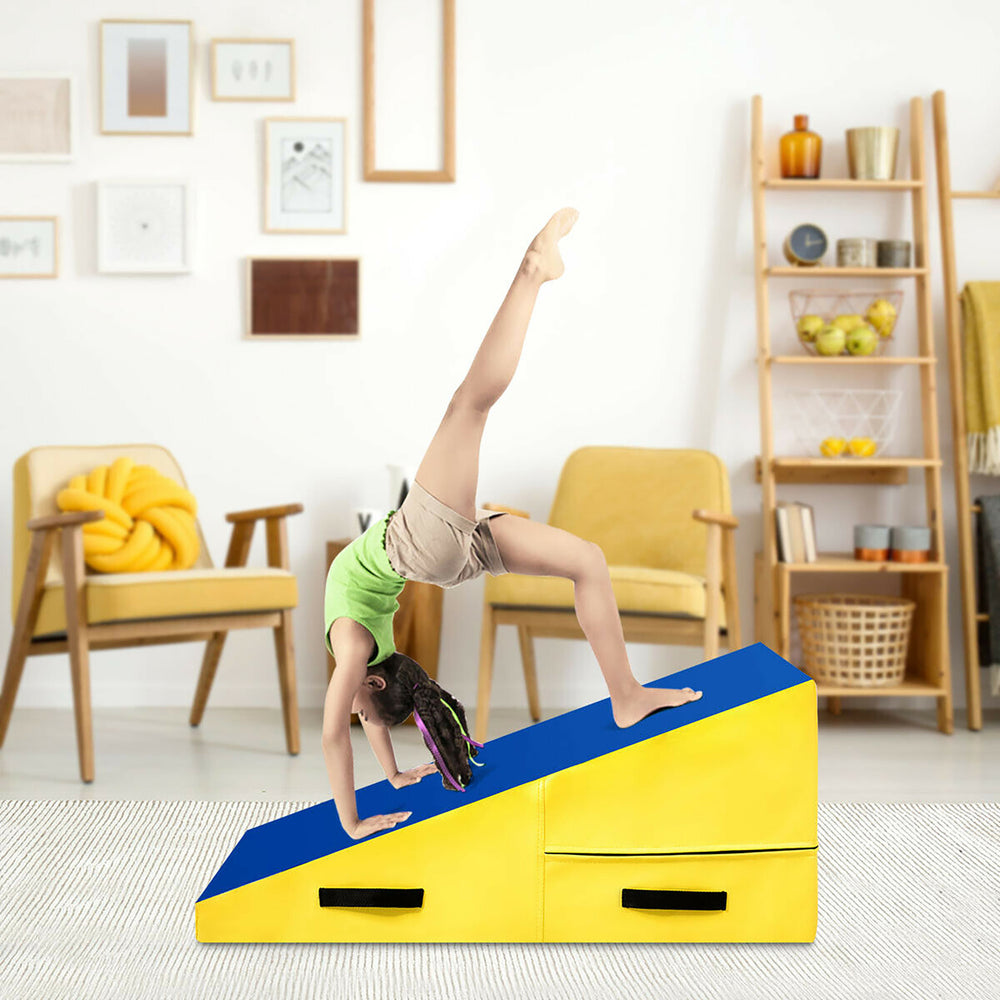 Incline Gymnastics Mat Cheese Wedge Tumbling Mat w/Zipper Handle Home Training Image 2