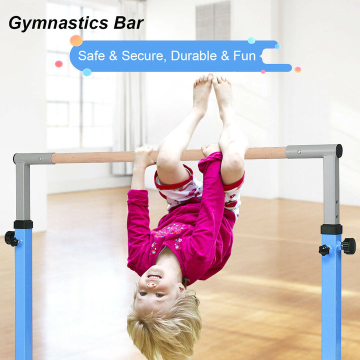 Adjustable Steel Horizontal Training Bar Gymnastics Junior Home Practice Blue Image 3