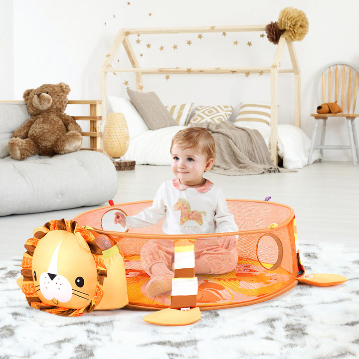 3 in 1 Cartoon Lion Baby Infant Activity Gym Play Mat w Hanging Toys Ocean Ball Image 3