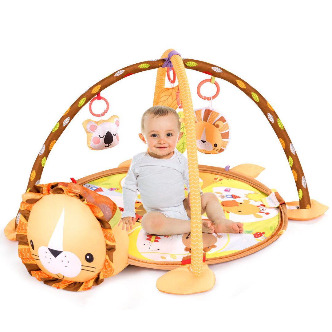 3 in 1 Cartoon Lion Baby Infant Activity Gym Play Mat w Hanging Toys Ocean Ball Image 4