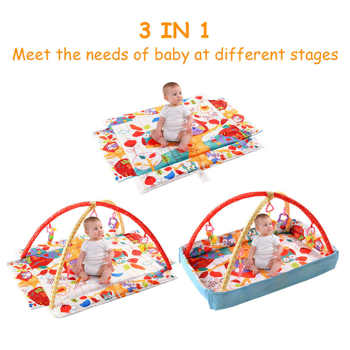 3 In 1 Multifunctional Baby Infant Activity Gym Play Mat Musical W/Hanging Toys Image 4