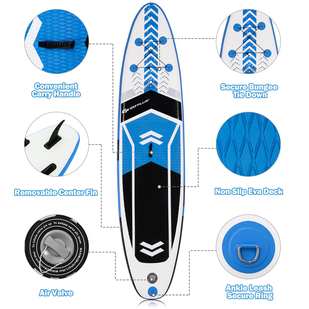 105 Inflatable Stand Up Paddle Board SUP with Carrying Bag Aluminum Paddle Image 4