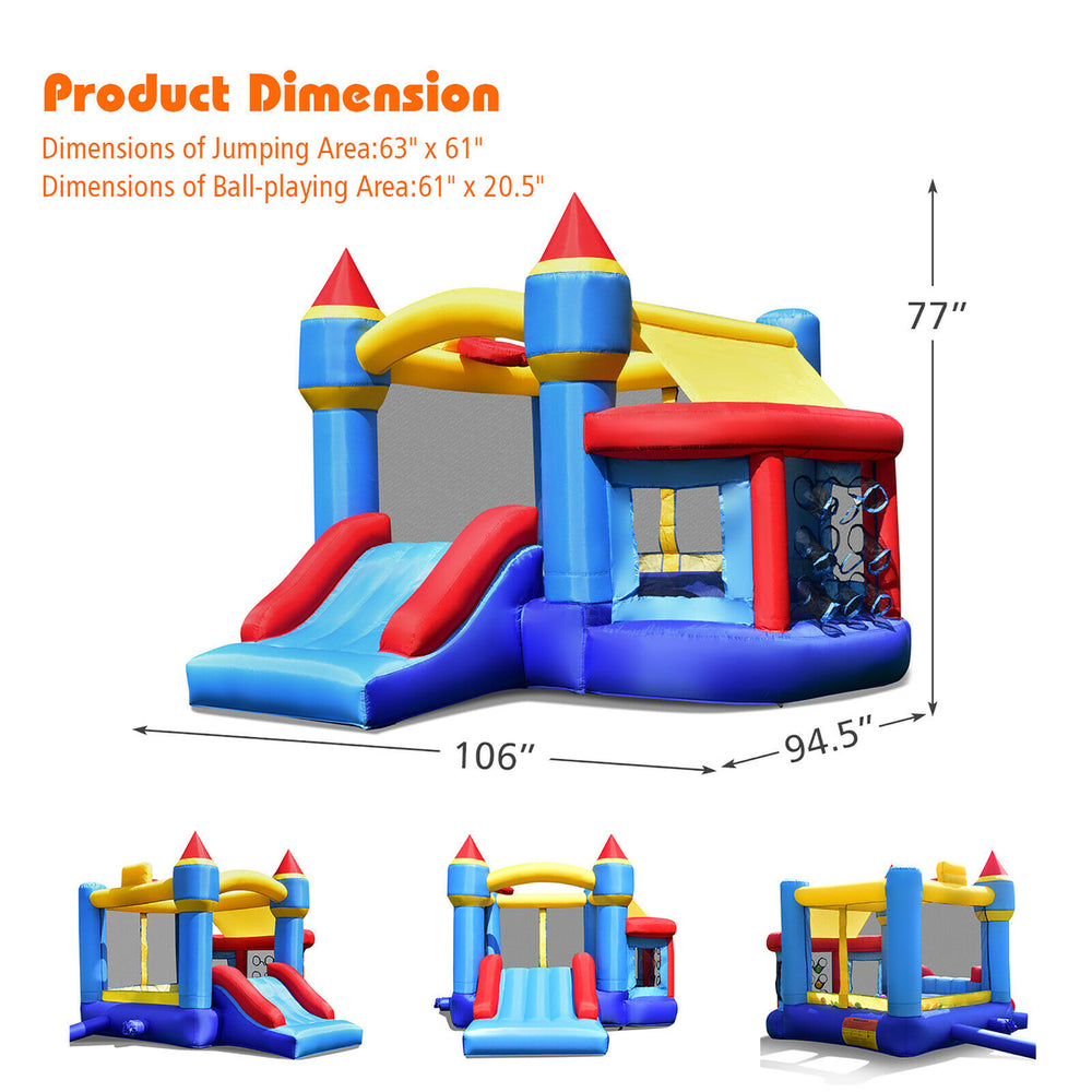 InflatableBounce House Castle Slide Bouncer Kids Shooting Net/Without Blower Image 2