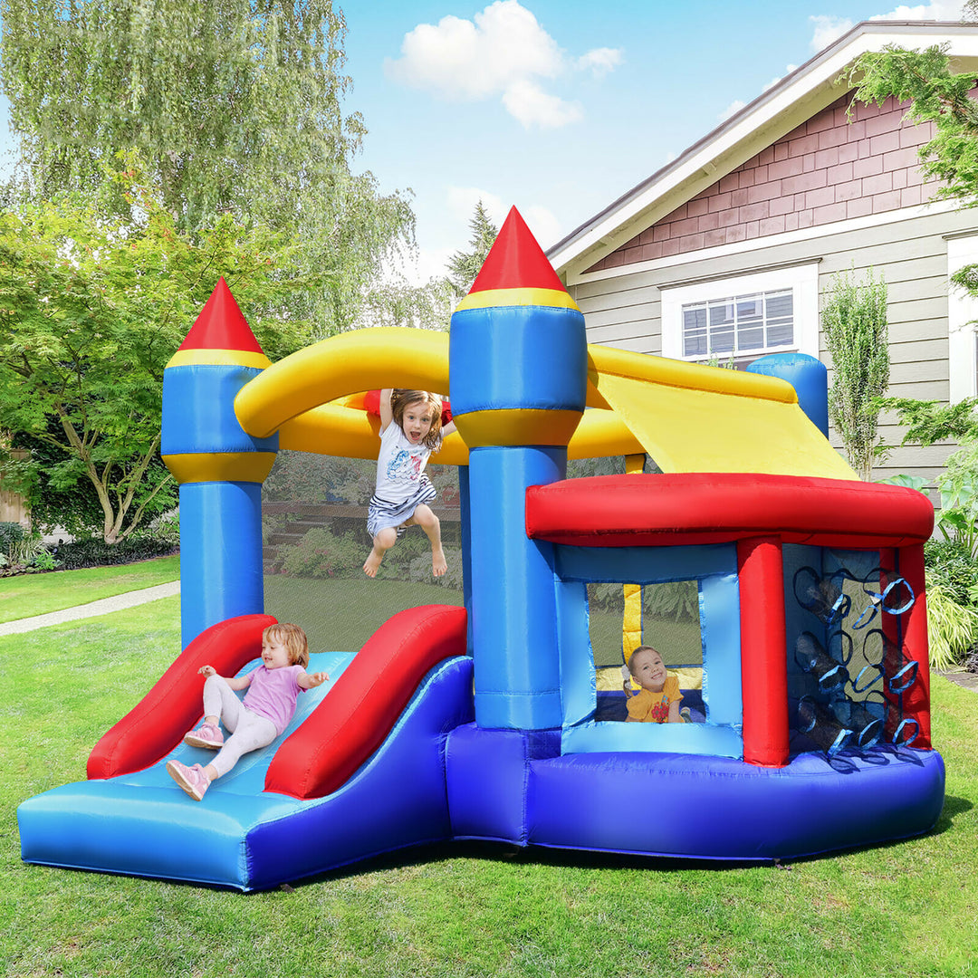 InflatableBounce House Castle Slide Bouncer Kids Shooting Net/Without Blower Image 3