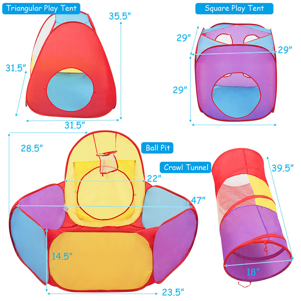 7pc Kids Ball Pit Play Tents and Tunnels Pop Up Baby Toy Gifts Image 2