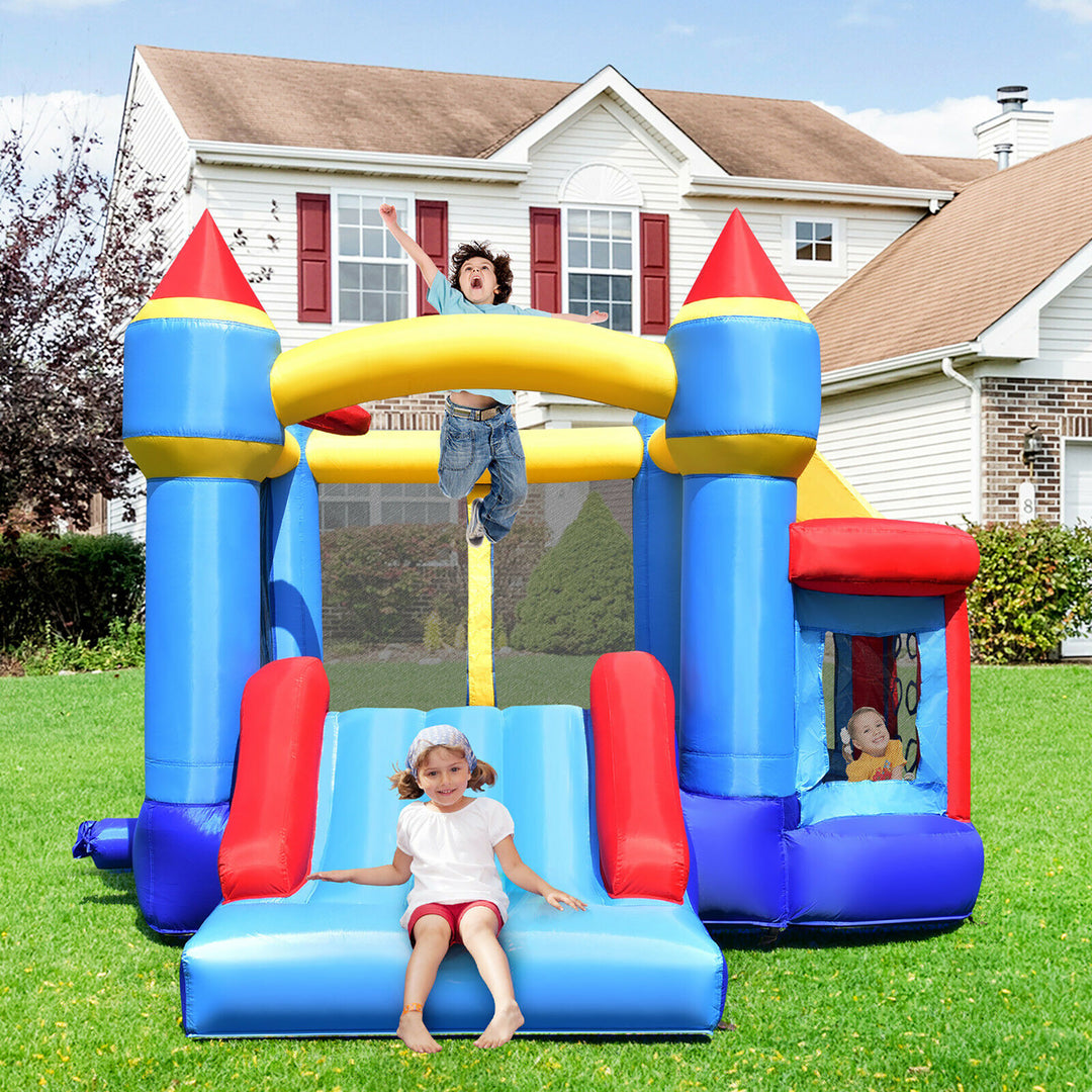 InflatableBounce House Castle Slide Bouncer Kids Shooting Net/Without Blower Image 4