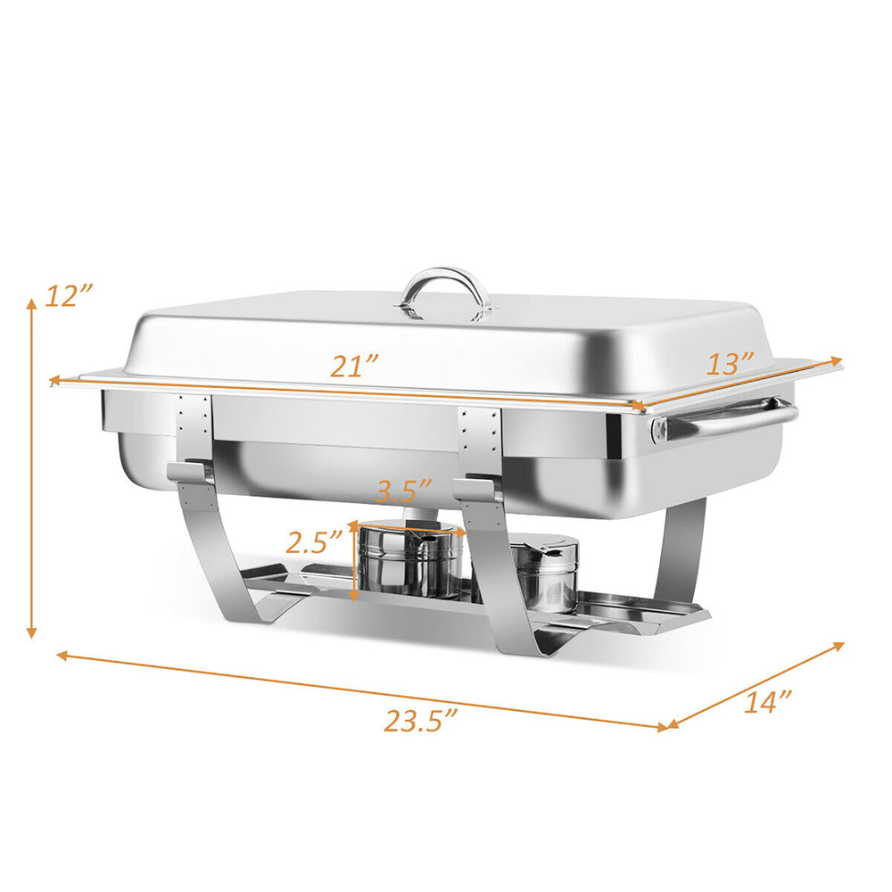 2 Packs Chafing Dish 9 Quart Chafer Dishes Buffet Set with 2 Half Size Pan Image 2