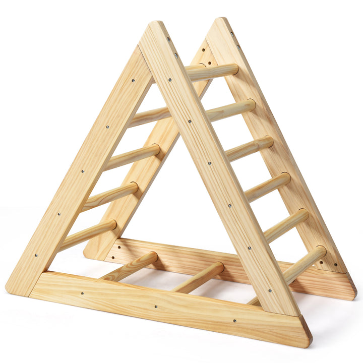 Wooden Climbing Pikler Triangle with Climbing Ladder For Toddler Step Training Natural Image 3