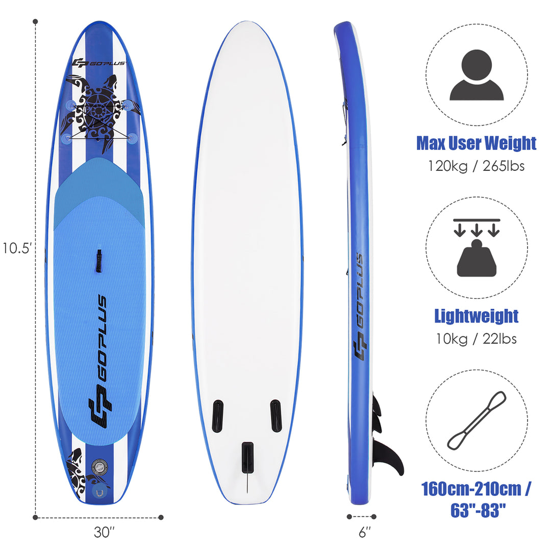 10.5 Inflatable Stand Up Paddle Board SUP W/Carrying Bag Aluminum Paddle Image 3