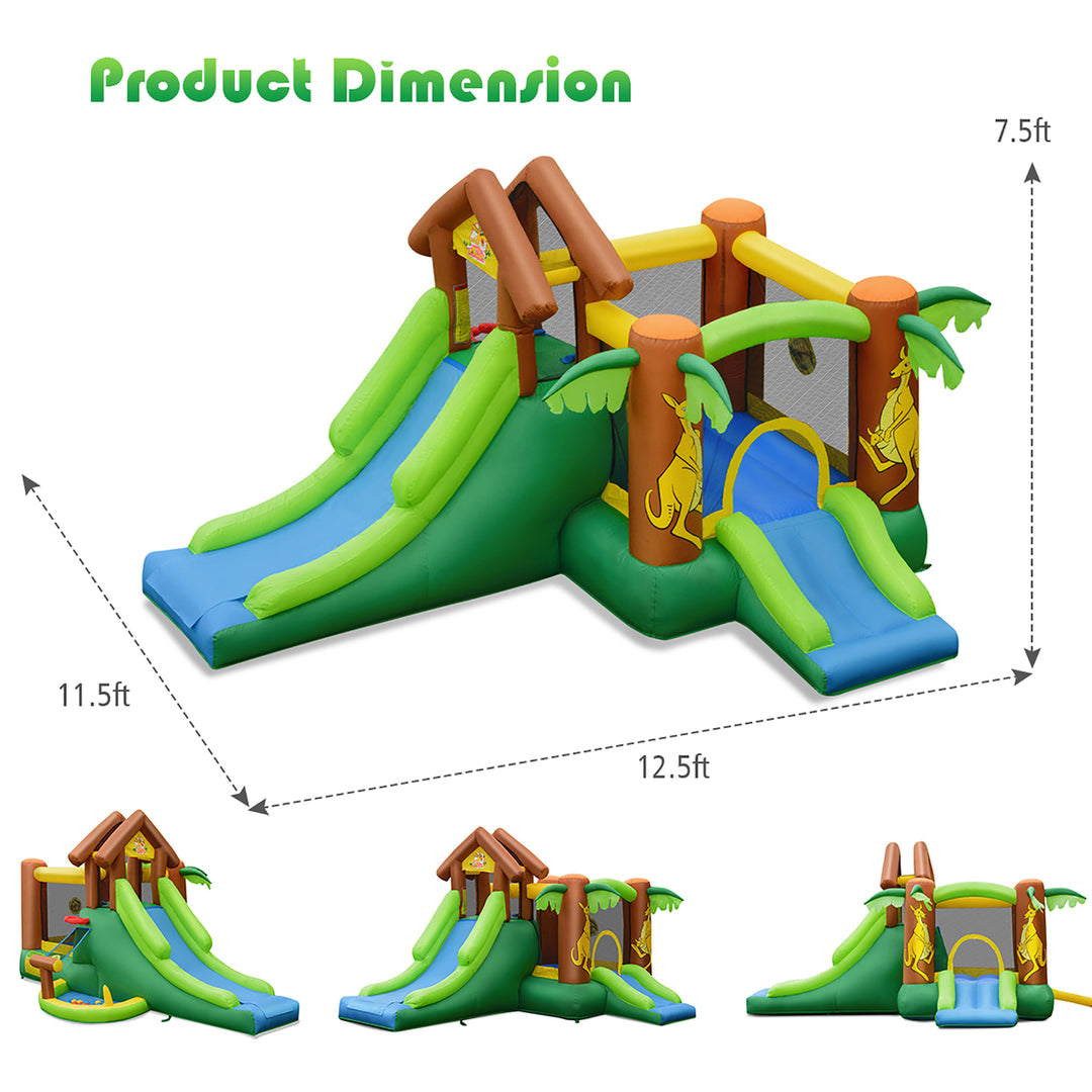 Inflatable Jungle Bounce House Kids Dual Slide Jumping Castle Bouncer Image 2