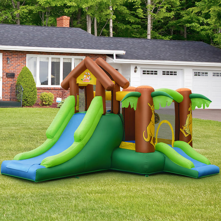 Inflatable Jungle Bounce House Kids Dual Slide Jumping Castle Bouncer Image 3