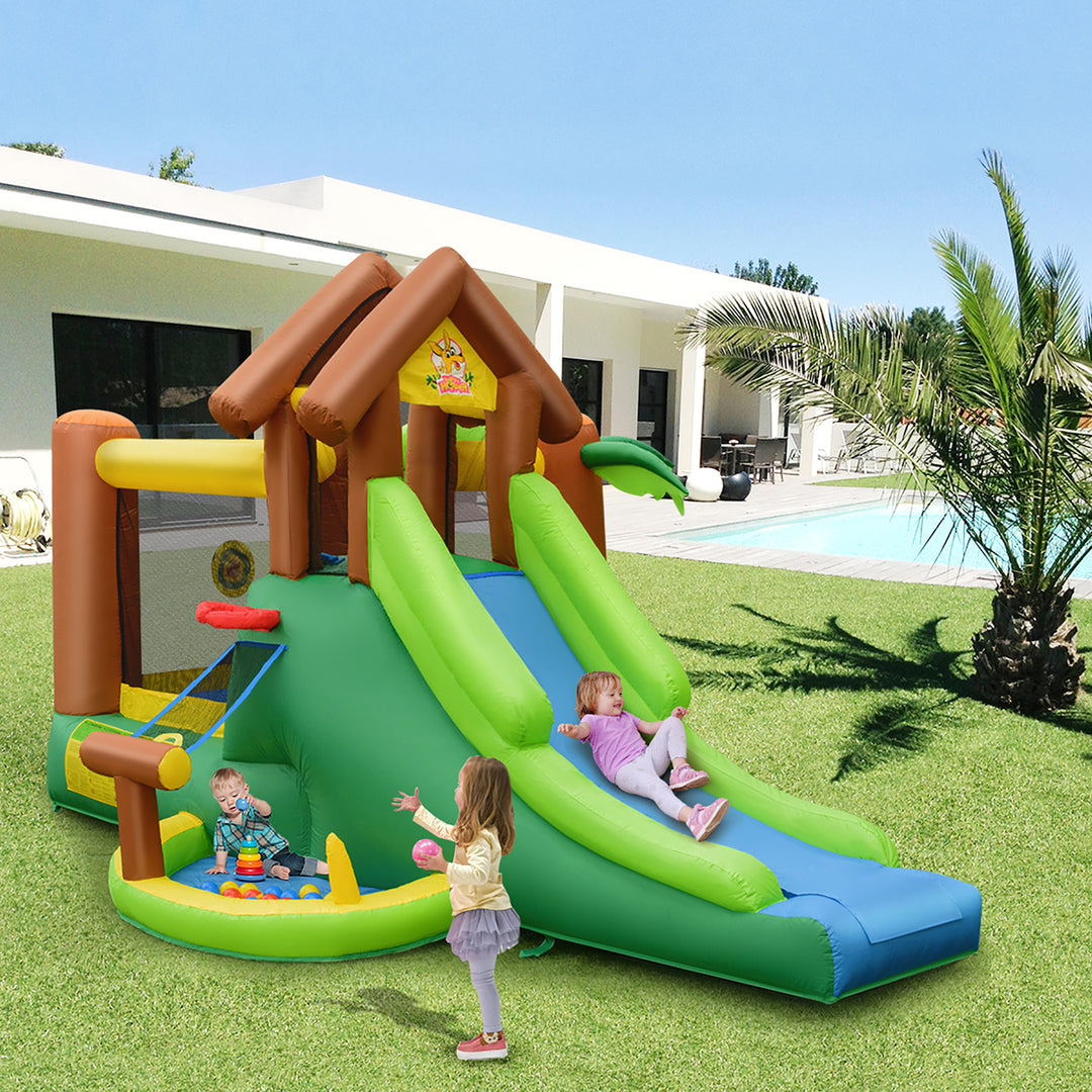 Inflatable Jungle Bounce House Kids Dual Slide Jumping Castle Bouncer Image 4