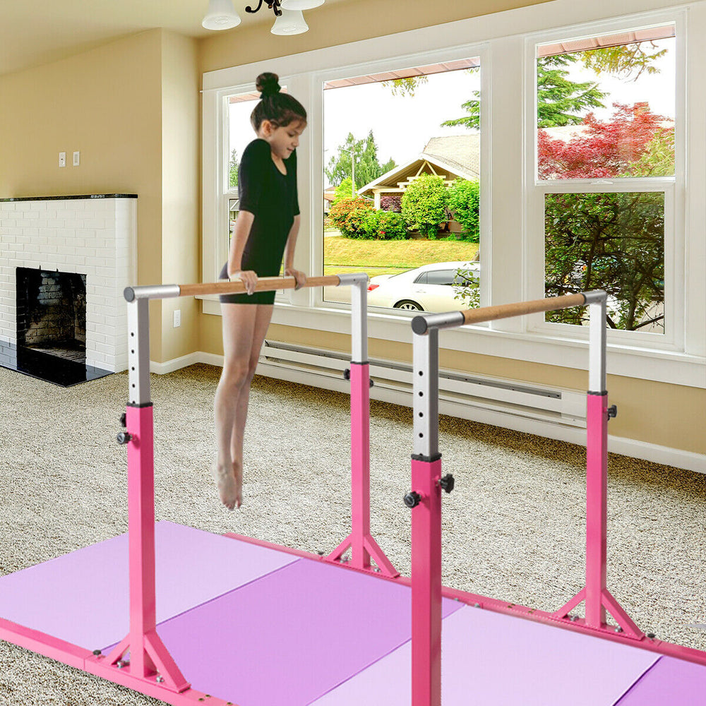 Kids Gymnastics Parallel Bars Double Horizontal Bars Adjustable Width Height Image 2
