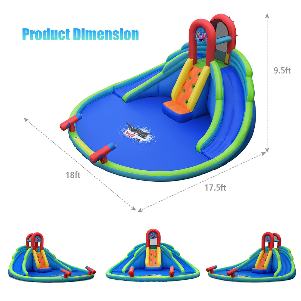 Inflatable Bounce House Kids Water Splash Pool Dual Slides Climbing Wall without Blower Image 2