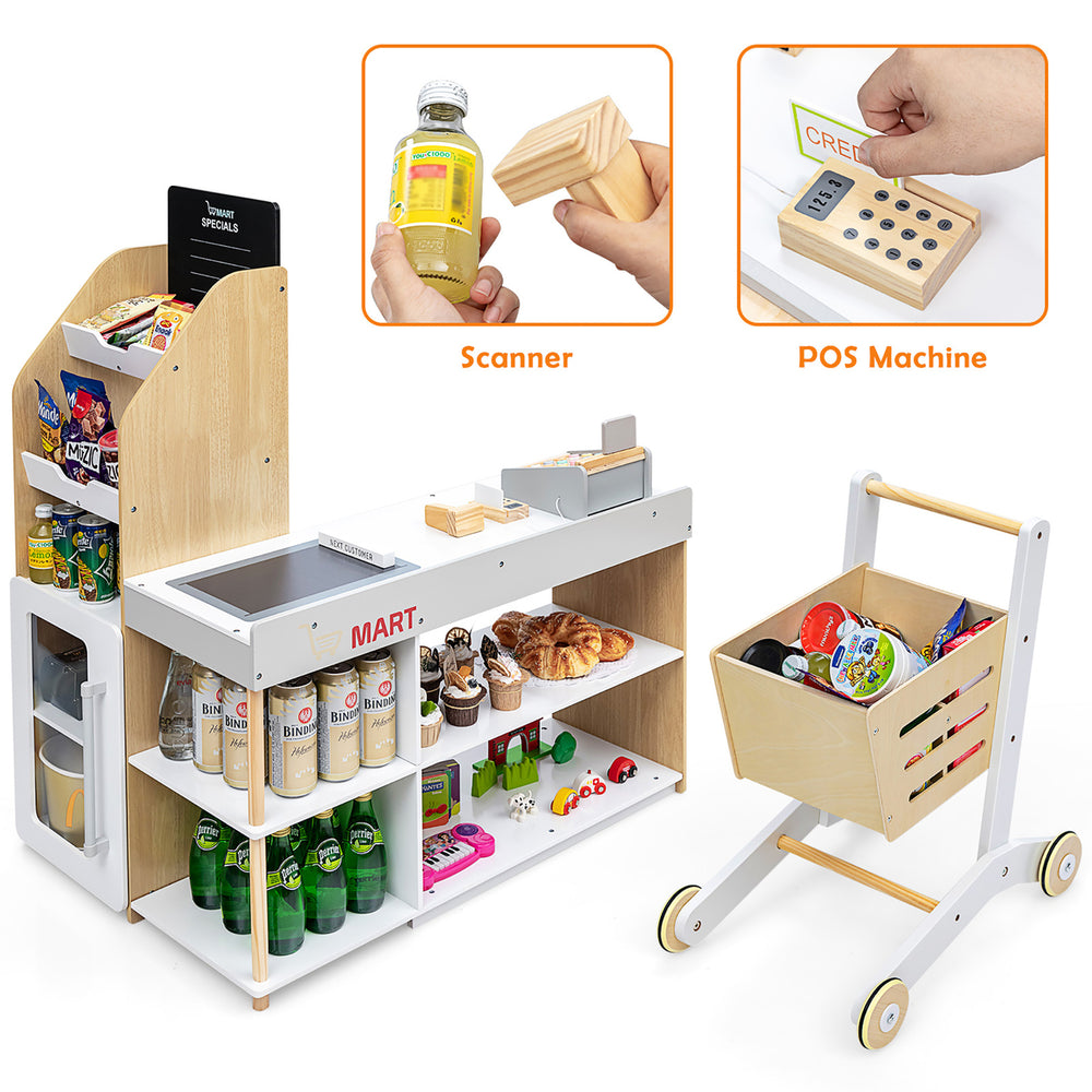 Grocery Store Playset Pretend Play Supermarket Shopping Set with Shopping Cart Image 2