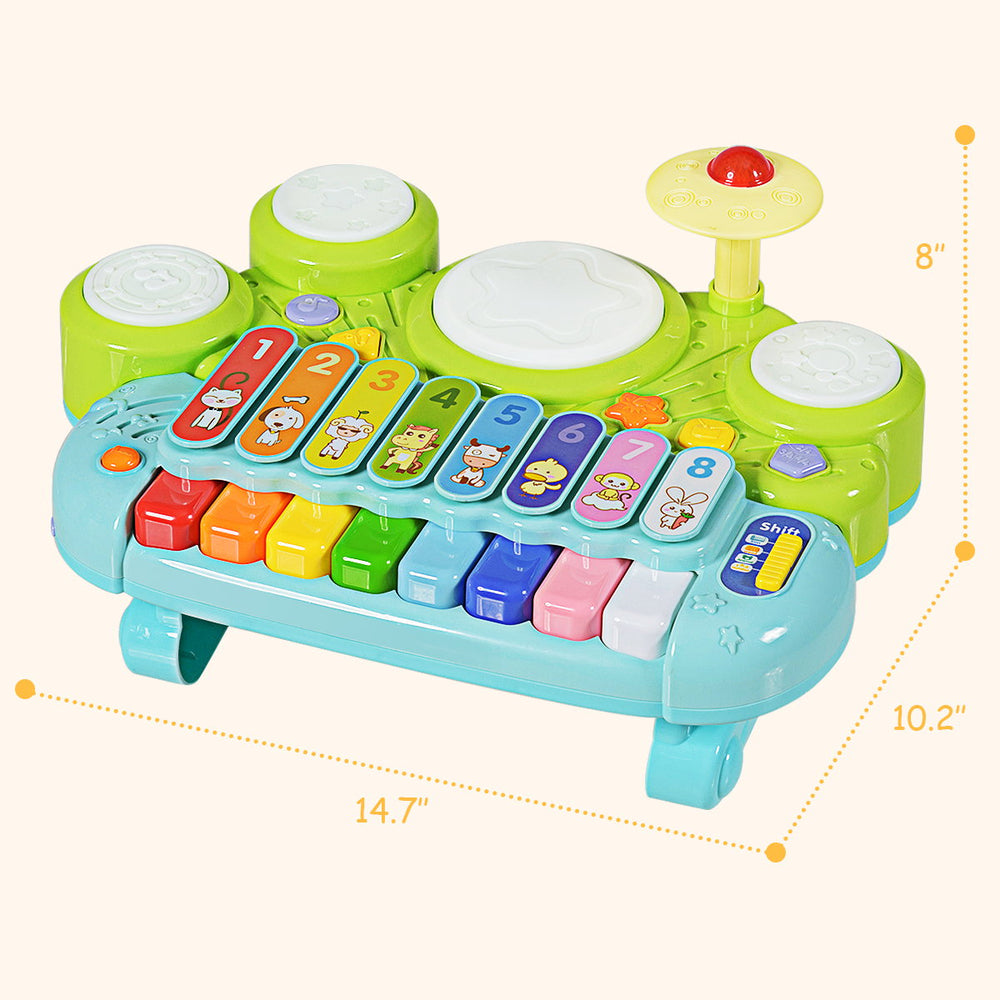 3 in 1 Musical Instruments Electronic Piano Xylophone Drum Set Learning Toys Image 2